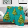 FIONECA Christmas Blanket with Watercolor Christmas Tree and Star Design Turquoise Background 30x40 inches - 3 of 4