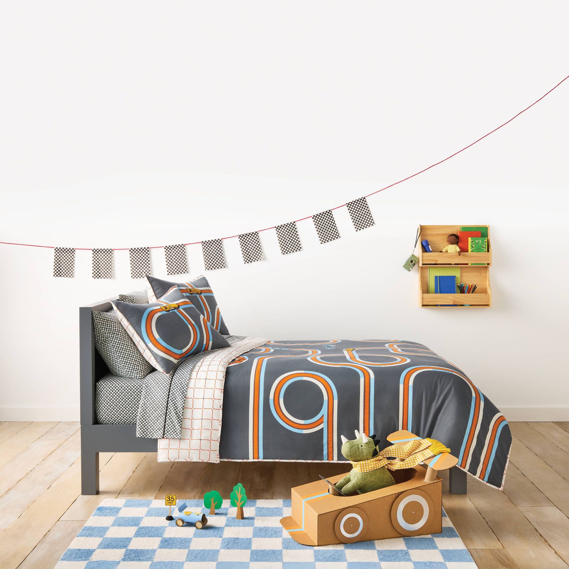 Hot Wheels Retro Track Kids' Quilt Set Gray - Hot Wheels by Pillowfort™