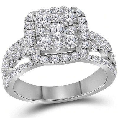Pompeii3 1 1/2Ct Cushion Halo Cluster Diamond Engagement Ring in White Gold