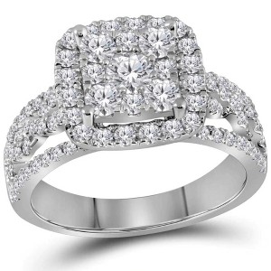Pompeii3 1 1/2Ct Cushion Halo Cluster Diamond Engagement Ring in White Gold - 1 of 4