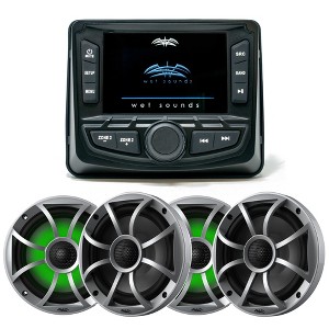 Wet Sounds WS-MC-2 Marine Radio with 2 Pairs Wet Sounds RECON 6-S RGB LED 6.5" 60-Watt RMS Coaxial Speakers With Silver XS Grilles (Pair) - 1 of 4