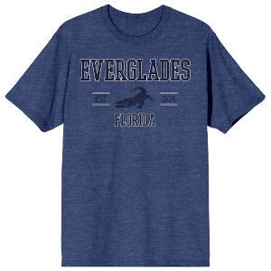 Elevation 7573 Florida Everglades Alligator Men's Blue Heather Short Sleeve Crew Neck Tee - 1 of 3