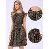 INSPIRE CHIC Women's Leopard Ruffled Sleeve Round Neck Flowy Belted A-Line Mini Dresses - 2 of 4
