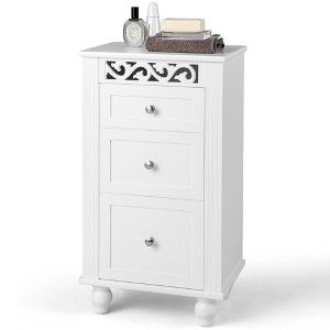 Costway Bathroom Floor Cabinet Chest Storage Organizer Shelf Wood Kitchen Collection - 1 of 4