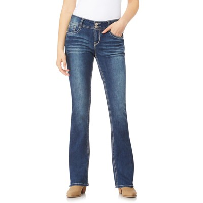 WallFlower Women's Luscious Curvy Bootcut Mid-Rise Bling Insta Stretch Juniors Jeans (Standard and Plus)