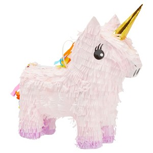 Blue Panda Unicorn Pinata for Girls Birthday Party - Unicorn, Rainbow Theme Birthday Party Supplies (Pink, Small, 13x15.5x5 in) - 1 of 4