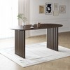 PexFix 67" x 33.5" Dining Table Wood Oval Kitchen Table with Scratch-Resistant Top & Striped Legs Modern Farmhouse for Living Room Kitchen Walnut - 3 of 4