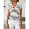 Women's V-Neck Sleeveless Knit Top Striped Collared Sweater for Casual Style - 4 of 4