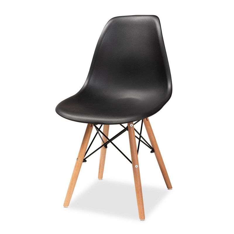 4pc Jaspen Plastic and Wood Dining Chair Set - Baxton Studio, 3 of 10