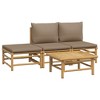 vidaXL 4 Piece Patio Lounge Set with Taupe Cushions Bamboo - 3 of 4