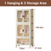 Portable Wardrobe with Magnetic Doors & Wheels, Foldable Wardrobe Storage Organiser with Hanging Rod & 10 Hangers - 2 of 4
