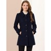 Allegra K Women's Peter Pan Collar Single Breasted Outwear Winter Buttoned Long Coat - 3 of 4