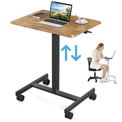 Musment Computer Desk, Mobile Desk with Metal Frame and Leg, Adjustable Height, 4 Wheels, Ergonomic Rolling Laptop Desk for Home Office