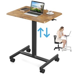 Musment Computer Desk, Mobile Desk with Metal Frame and Leg, Adjustable Height, 4 Wheels, Ergonomic Rolling Laptop Desk for Home Office - 1 of 4
