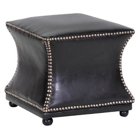 Ellastone Modern Leather Ottoman Dark Brown Baxton Studio Target