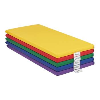 ECR4Kids 2" Thick Rainbow Rest Nap Mats with Clear Name Tag Holder, 5-Pk