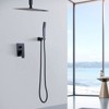WOWOW 8-Spray 10 in. Dual Shower Head Wall Mounted Rain Shower Faucet with 1.8-GPM in Matte Black - 2 of 4