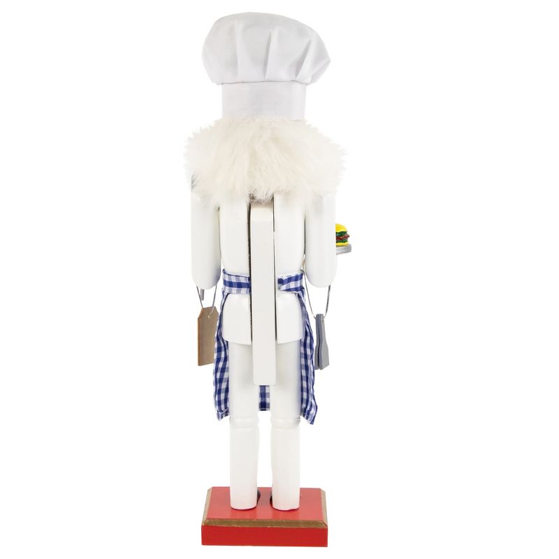 Northlight 14" White and Blue Chef with Gingham Apron Wooden Christmas Nutcracker, 5 of 6