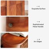 Wood Tall Walnut End Table Narrow Side Table Nightstand with 2 Drawers - 3 of 4