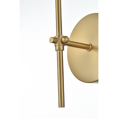 Satin Gold Iron Wall Sconce with White Fabric Shade