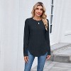 Women's Round Neck Long Sleeve Blouse with Button Detail and Curved Hem Comfortable Casual Pullover Top for Daily Wear - 2 of 4