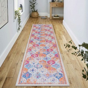 Kumasinova Multicolored Area Rug, Non-Slip Low-Pile Living Room Rug, Boho Washable Rugs, Stain-Resistant Door Mat, Kids & Pets Friendly - 1 of 4