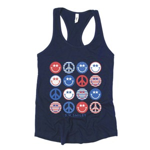 Simply Sage Market S.W.Smiley Stacked 4th of July Smiley Racerback Tank - 1 of 3