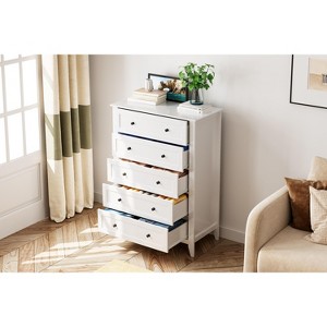 5-Drawer Tall Nightstand, Farmhouse-Style Wooden Storage Cabinet with Deep Drawers, Suitable for Bedrooms, Living Rooms, and Hallways - 1 of 4