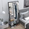 Coat Rack With Mirror, Multi-functional Hall Tree With Shoe Storage, Industrial Accent Furniture With Aluminum Frame For Living Room Bedroom - 3 of 4