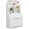 3-Tier Wooden Kids Bookcase & Toy Organizer with Flip-Top Lid for Playroom, Bedroom & Nursery - Child-Friendly Storage - 4 of 4