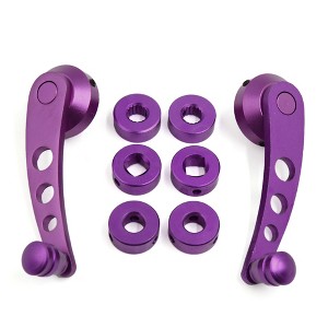 Unique Bargains Aluminum Alloy Car Window Winder Door Crank Handle with Adaptors Purple 1 Pair - 1 of 4