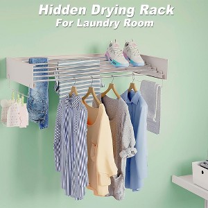 Wall Mounted Clothes Rack, Retractable Towel Drying Rack, Space Saving, Invisible, Foldable for Hanging Clothes - 1 of 4