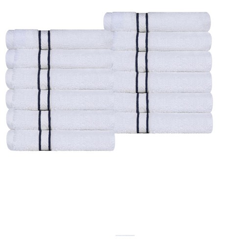 Premium Cotton Solid Plush Heavyweight Hotel Luxury Bath Towel Set, Navy  Blue - Blue Nile Mills