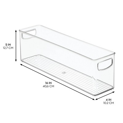 iDESIGN Recycled Plastic Stackable Storage Bin Perfect to Hold Breast Milk Bags Clear: Kitchen Cabinet Organizer, 16"x4"x5" — фото 4