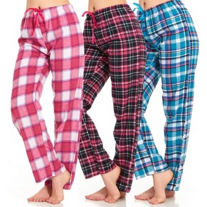 Daresay Women's Flannel Pajama Pants With Pockets- Set of Pajama Pants for Women, Soft, Comfy, Plaid Pants for Lounge & Sleep, Pack Of 3 - 1 of 4