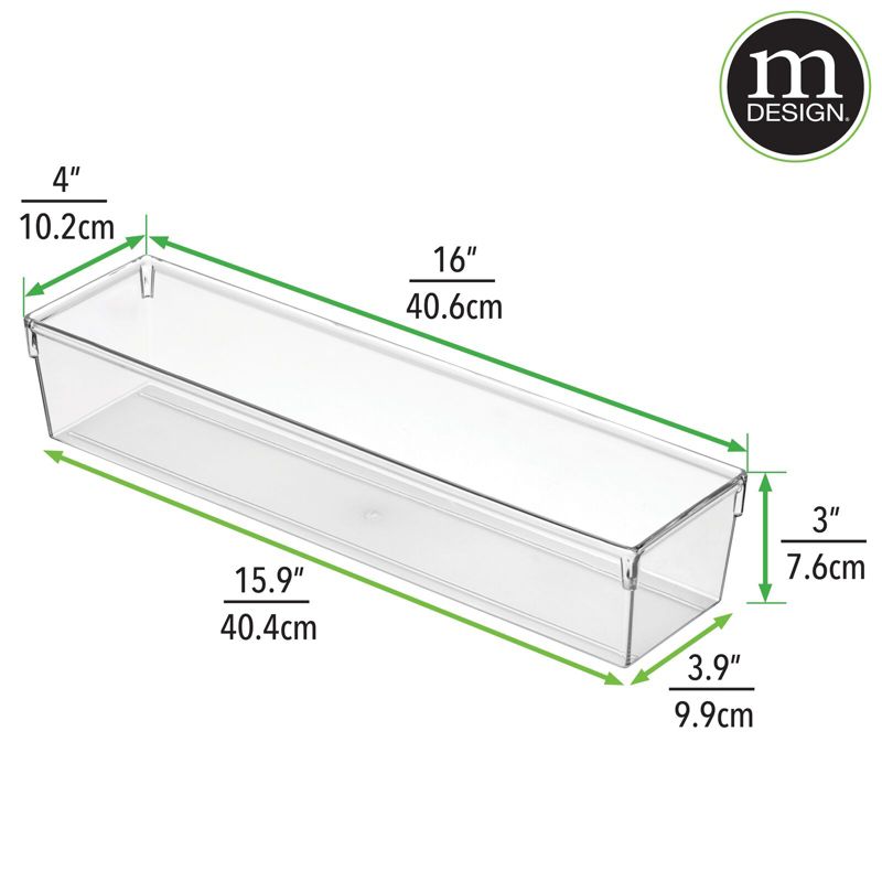 mDesign Plastic Stackable Kitchen Drawer Storage Organizer Tray - 2 Pack, 4 of 10