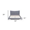 HomeRoots Gray Tufted Upholstered Full Bed Frame With LED Lighting And USB - 3 of 4