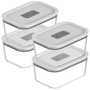 OU Glass Food Storage Container Set 8pc (4 set) Microwave, Freezer & Dishwasher Safe, Airtight Leak Proof Lid w/ Microwave Valve, Stackable Glass Jar - 1 of 4