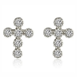Religious Cross Stud Earrings for Women Cz Sterling Silver Ginger Lyne Collection - 1 of 4