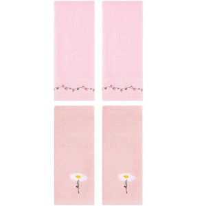 REGALWOVEN 4 Pcs Floral Soft Absorbent Decorative Hand Towel for Bathroom - 1 of 4