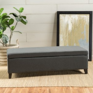 Fabric Storage Ottoman Bench,Storage Bedroom Bench With Solid Birch Legs,Storage Ottoman For Living Room, Upholstered Lounge Bench-Cuddlewood - 1 of 4