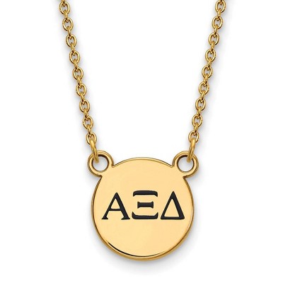 Black Bow Jewelry 14k Yellow Gold Plated Sterling Silver Alpha Xi Delta Greek Life Necklace 18 Inch