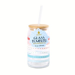 Manna 15oz Starry Stripe Glass Tumbler - 1 of 4