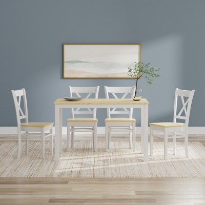 Glenwillow Home 48" Wood Dining Table + Cross Back Dining Chairs Dining Set (3-Piece or 5-Piece Set)