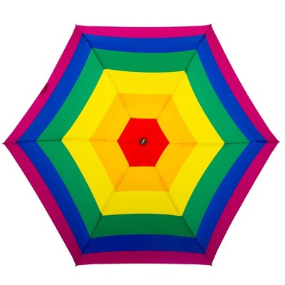 ShedRain Mini Manual Compact Umbrella - Rainbow: Telescoping Shaft, Multi-Stripe Pattern, 38" Span - image 2