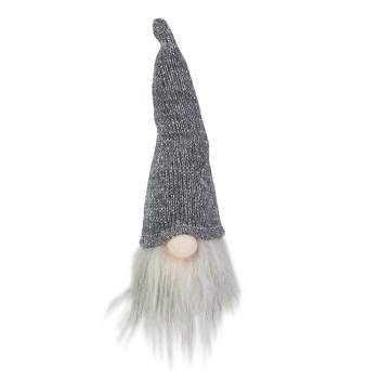 Northlight 8" Lighted Metallic Gray Knit Gnome Head Christmas Ornament