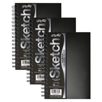 UCreate Poly Cover Sketch Book, Heavyweight, 9" x 6", 75 Sheets, Pack of 3