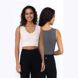 Yogalicious 2 Pack Lola Pure Cloud Basic Fitted V-Neck Muscle Cropped Tank Top