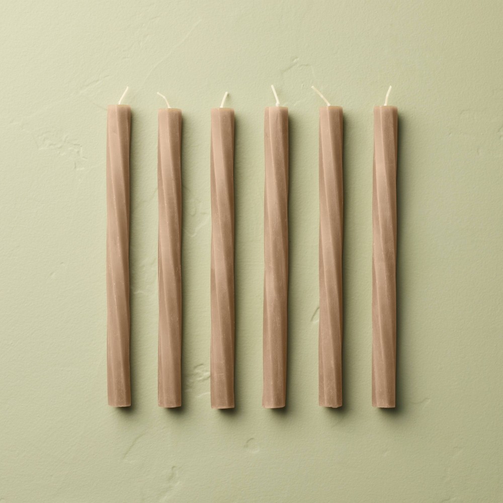 6pk 10" Soft Twist Taper Candles Brown - Hearth & Hand™ with Magnolia