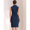 Allegra K Women's Sleeveless V Neck Notched Lapel Double Breasted Belted Work Office Dress - 4 of 4